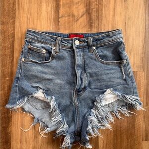 Signature 8 Distressed Denim Women Shorts, Medium Wash